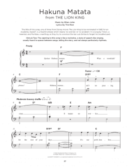 page one of Hakuna Matata (from The Lion King) (Really Easy Piano)