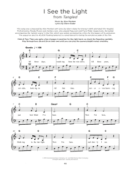 page one of I See The Light (from Tangled) (Really Easy Piano)