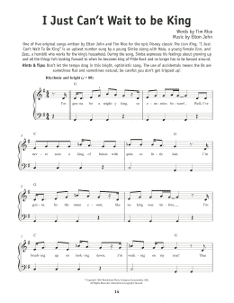 page one of I Just Can't Wait To Be King (from The Lion King) (Really Easy Piano)
