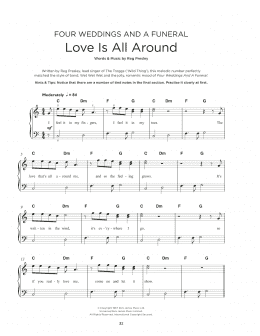 page one of Love Is All Around (Really Easy Piano)