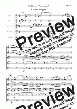 page one of Wind Quintet (An Adventure) -  Mov.1 "with a Swagger"