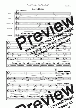 page one of Wind Quintet (An Adventure) - Mov.2 "of a Flutter"
