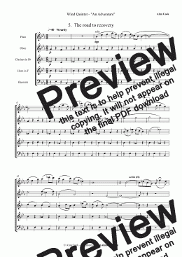 page one of Wind Quintet (An Adventure) - Mov.5  "Road to Recovery"