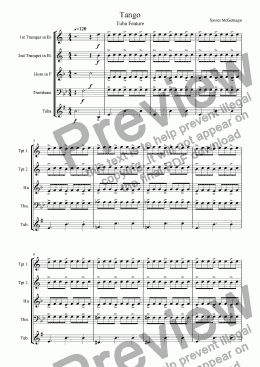 page one of Tango in the Street (Brass Quintet)