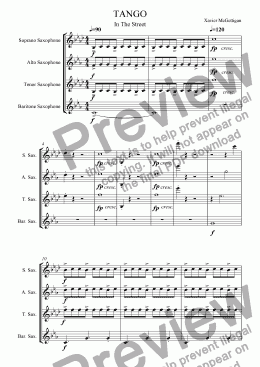 page one of Tango in the Street (Saxophone Quartet)