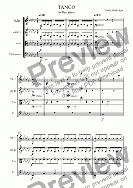 page one of Tango in the Street (String Quartet)