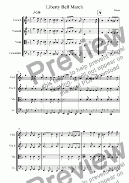 page one of Liberty Bell March (String Quartet)