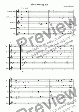 page one of The Morning Sun (Brass Quintet)