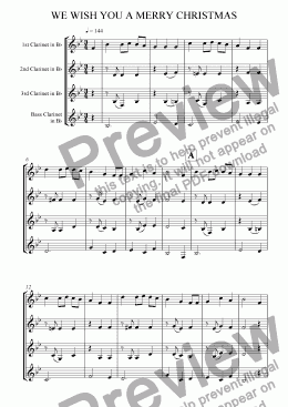 page one of We Wish You A Merry Christmas (Clarinet Quartet)