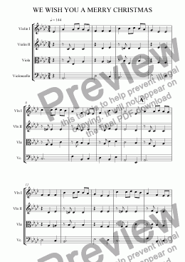 page one of We Wish You A Merry Christmas (String Quartet)