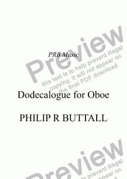 page one of Dodecalogue for Oboe
