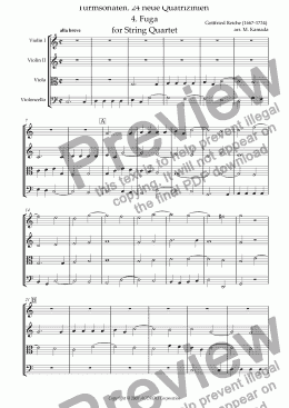 page one of Turmsonaten. 24 neue Quatrizinien 4. Fuga for String Quartet
