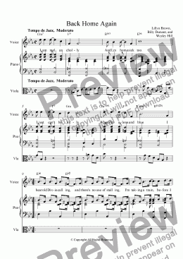 page one of Back Home Again [Voice, Piano, Viola]
