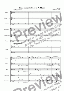 page one of Piano Concerto No. 2 in A-flat by John Field (1st mvt), full score