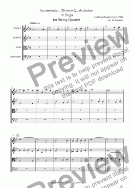 page one of Turmsonaten. 24 neue Quatrizinien 19. Fuga for String Quartet