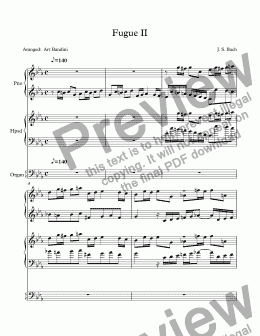 page one of JS Bach - Fugue No 2