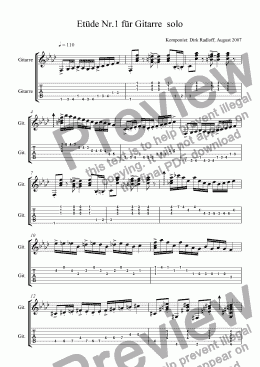 page one of Etüde Nr.1 für Gitarre solo