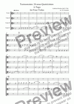 page one of Turmsonaten. 24 neue Quatrizinien 4. Fuga for Four Violas