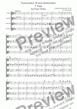 page one of Turmsonaten. 24 neue Quatrizinien 5. Fuga for Four Violas