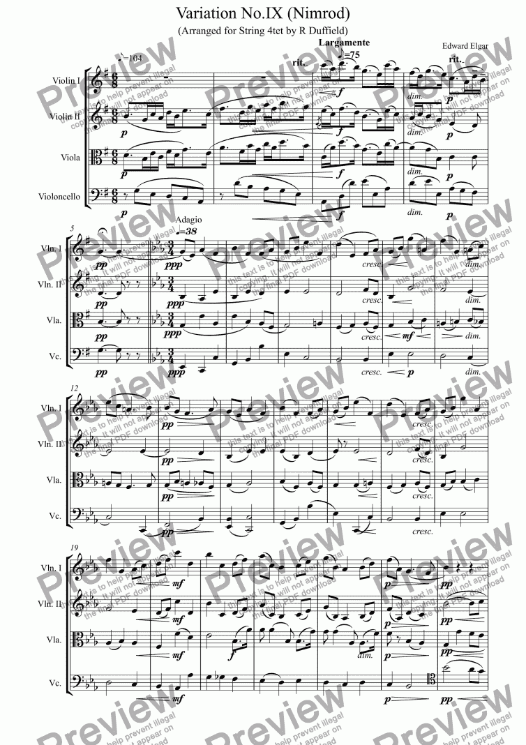 page one of Variation IX (Nimrod) from the Enigma Variations