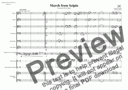 page one of March from Scipio for String Orchestra with optional Keyboard & Percussion
