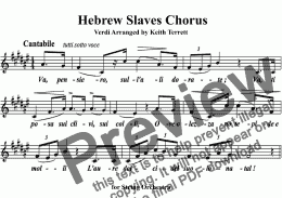 page one of Hebrew Slaves Chorus from Nabucco (''Va, pensiero" ) for String Orchestra