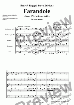 page one of Farandole (from L'Arlesienne suite) for brass quintet