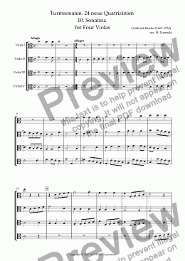page one of Turmsonaten. 24 neue Quatrizinien 10. Sonatina for Four Violas