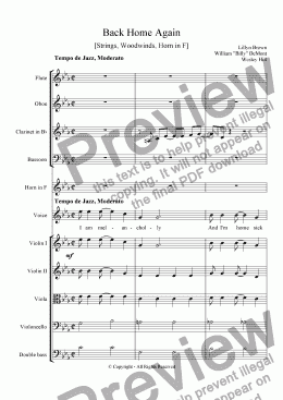 page one of Back Home Again [Strings, Woodwinds, Horn in F]