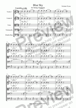 page one of Blue Sky for String Orchestra