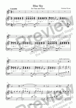 page one of Blue Sky for Flute and Piano