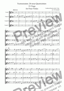 page one of Turmsonaten. 24 neue Quatrizinien 13. Fuga for Four Violas