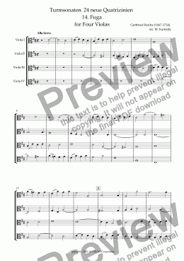page one of Turmsonaten. 24 neue Quatrizinien 14. Fuga for Four Violas