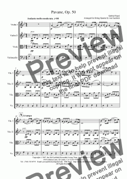 page one of Pavane, Op. 50 (String Quartet)