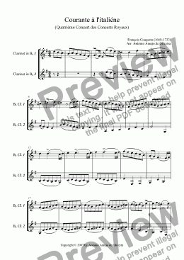 page one of Courante à l'italienne (Quatrième Concert des Concerts Royaux)