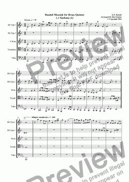 page one of Handel - Messiah 1-10 for Brass Quintet