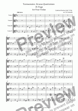 page one of Turmsonaten. 24 neue Quatrizinien 18. Fuga for Four Violas