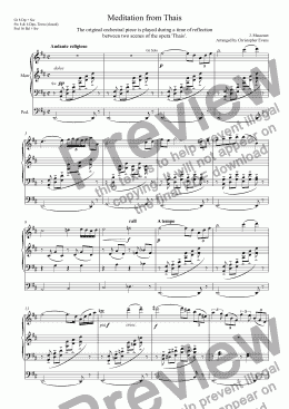page one of Meditation from ’Thais’ Arranged for Organ Solo