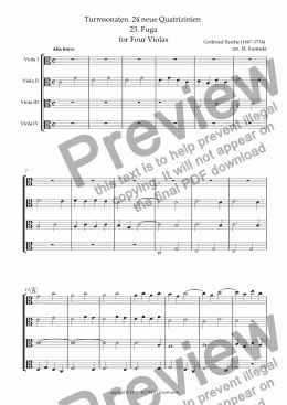 page one of Turmsonaten. 24 neue Quatrizinien 23. Fuga for Four Violas