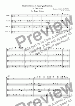 page one of Turmsonaten. 24 neue Quatrizinien 24. Sonatina for Four Violas