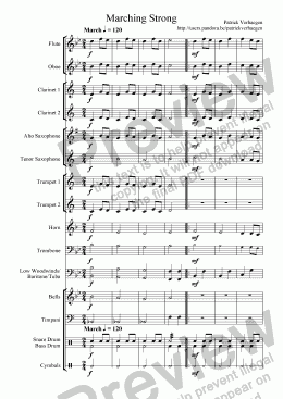 page one of Marching Strong (for wind band)