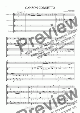 page one of Canzon Cornetto (brass quartet)