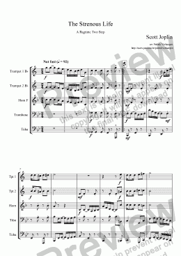 page one of The Strenuous Life (for brass quintet)
