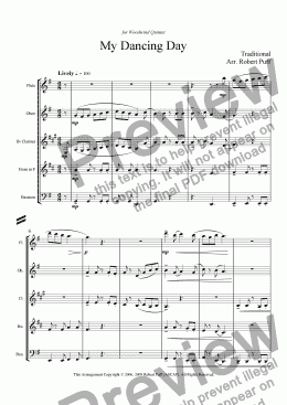 page one of My Dancing Day (woodwind quintet)