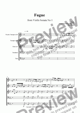 page one of Fugue from Violin Sonata No 1