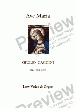 page one of Ave Maria (Caccini) (Low voice, Organ)