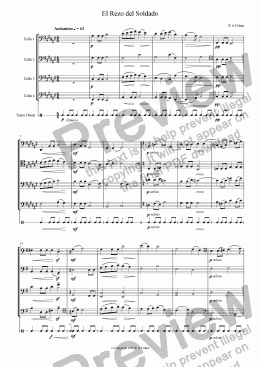 page one of EL REZO DEL SOLDADO - for cello quartet