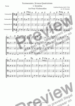 page one of Turmsonaten. 24 neue Quatrizinien 1. Sonatina for Four Violoncellos