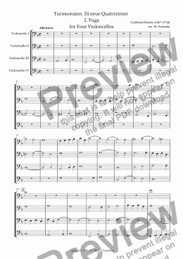 page one of Turmsonaten. 24 neue Quatrizinien 2. Fuga for Four Violoncellos