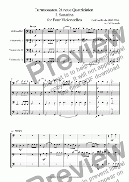 page one of Turmsonaten. 24 neue Quatrizinien 3. Sonatina for Four Violoncellos